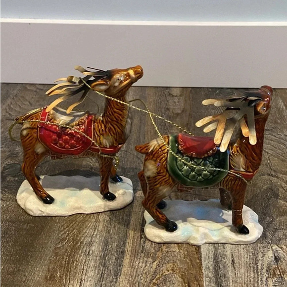 Ceramic/ Porcelain Santa in his Sleigh &  2 Reindeer - Picture 8 of 10
